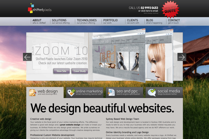 shifted pixels website preview